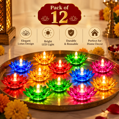 Multicolour Diwali Diyas Colourful 3D 2 IN 1 Reflection Diya (Pack of 12)